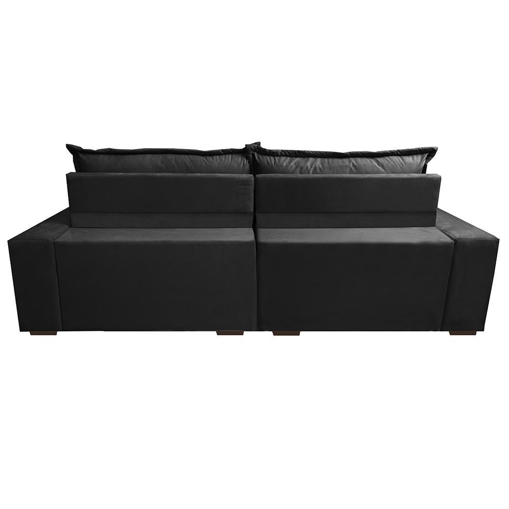Sofá Retrátil e Reclinável 2,72m com Molas Ensacadas Cama Inbox Supreme Tecido Suede Velusoft Preto - 6