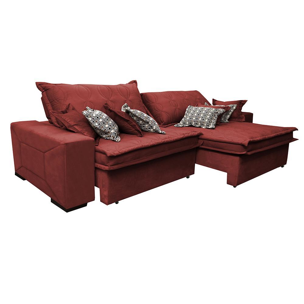 Sofá Retrátil e Reclinável 2,72m com Molas Ensacadas Cama Inbox Supreme Tecido Velusoft Vermelho - 8