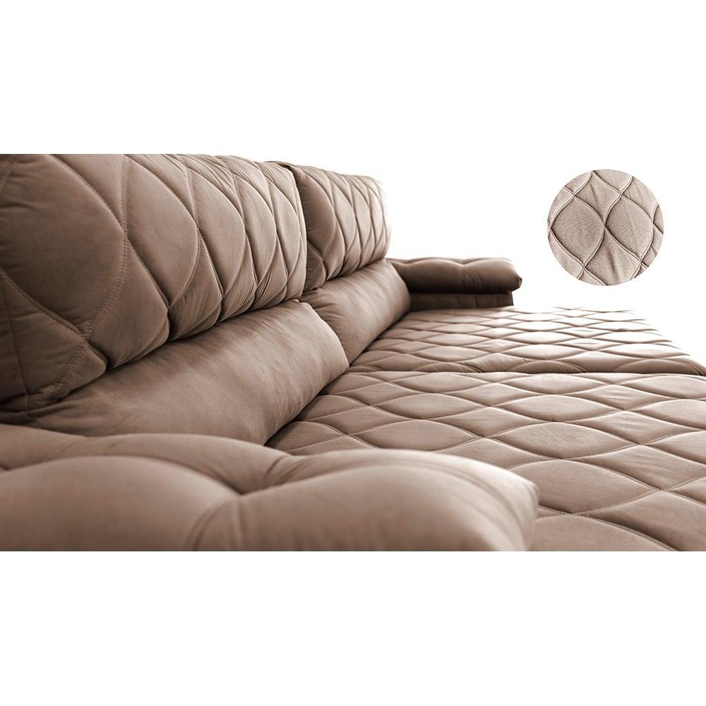 Sofá Retrátil e Reclinável 2,55m Molas Ensacadas Cama inBox Big Home com Bordado 3D Velusoft Castor - 4
