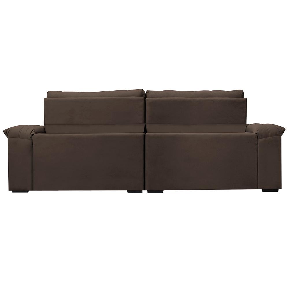 Sofá Retrátil e Reclinável 2,55m Molas Ensacadas Cama inBox Big Home com Bordado 3D Velusoft Café - 6