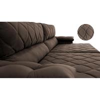 Sofá Retrátil e Reclinável 2,55m Molas Ensacadas Cama inBox Big Home com Bordado 3D Velusoft Café