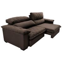Sofá Retrátil e Reclinável 2,55m Molas Ensacadas Cama inBox Big Home com Bordado 3D Velusoft Café - 8
