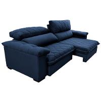 Sofá Retrátil e Reclinável 2,55m Molas Ensacadas Cama inBox Big Home com Bordado 3D Velusoft Azul - 8