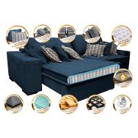 Sofá Retrátil e Reclinável 2,72m com Molas Ensacadas Cama Inbox Supreme Tecido Suede Velusoft Azul - 3