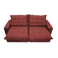 Sofá Retrátil e Reclinável 2,72m com Molas Ensacadas Cama inBox Soft Tecido Suede Vermelho - 5