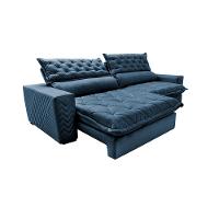 Sofá Retrátil e Reclinável 2,55m Molas Ensacadas Cama inBox Spazus com Bordado 3D Velusoft Azul - 8