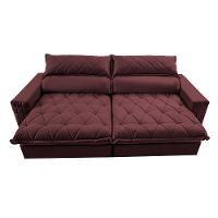 Sofá Retrátil e Reclinável 2,55m Molas Ensacadas Cama inBox Elegance com ThermoGel Velusoft Vinho - 5