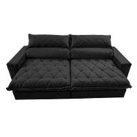 Sofá Retrátil e Reclinável 2,55m Molas Ensacadas Cama inBox Elegance com ThermoGel Velusoft Preto - 5