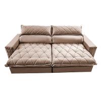 Sofá Retrátil e Reclinável 2,55m Molas Ensacadas Cama inBox Elegance com ThermoGel Velusoft Bege - 5