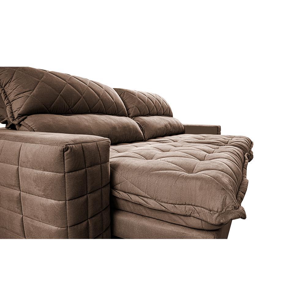 Sofá Retrátil e Reclinável 2,55m Molas Ensacadas Cama inBox Elegance com ThermoGel Velusoft Castor - 4