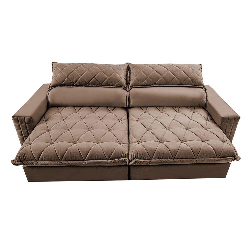 Sofá Retrátil e Reclinável 2,55m Molas Ensacadas Cama inBox Elegance com ThermoGel Velusoft Castor - 5