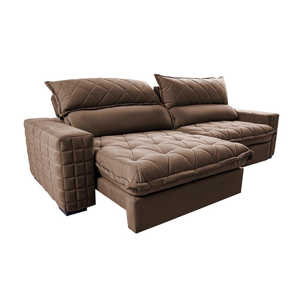 Sofá Retrátil e Reclinável 2,55m Molas Ensacadas Cama inBox Elegance com ThermoGel Velusoft Castor - 7