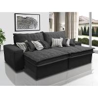 Sofá Retrátil e Reclinável 2,92m com Molas Ensacadas Cama Inbox Supreme Tecido Suede Velusoft Preto - 1