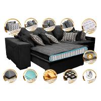 Sofá Retrátil e Reclinável 2,92m com Molas Ensacadas Cama Inbox Supreme Tecido Suede Velusoft Preto - 3