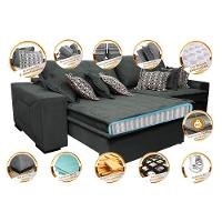 Sofá Retrátil e Reclinável 2,92m com Molas Ensacadas Cama Inbox Supreme Tecido Suede Velusoft Cinza - 3