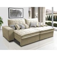 Sofá Retrátil e Reclinável 2,92m com Molas Ensacadas Cama Inbox Supreme Tecido Suede Velusoft Bege - 1