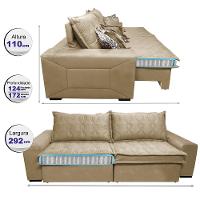 Sofá Retrátil e Reclinável 2,92m com Molas Ensacadas Cama Inbox Supreme Tecido Suede Velusoft Bege - 2