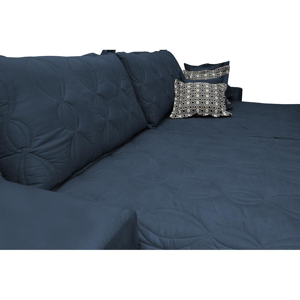 Sofá Retrátil e Reclinável 2,92m com Molas Ensacadas Cama Inbox Supreme Tecido Suede Velusoft Azul - 4