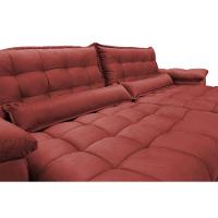 Sofá Retrátil e Reclinável 2,92m com Molas Ensacadas Cama inBox Aconchego Tecido Suede Vermelho