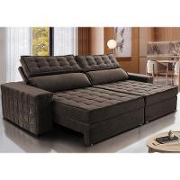 Sofá Retrátil e Reclinável 2,75m Cama inBox Big Star com SoftGel D40 Velupluma Café - 1