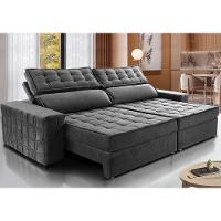 Sofá Retrátil e Reclinável 2,75m Cama inBox Big Star com SoftGel D40 Velupluma Cinza - 1