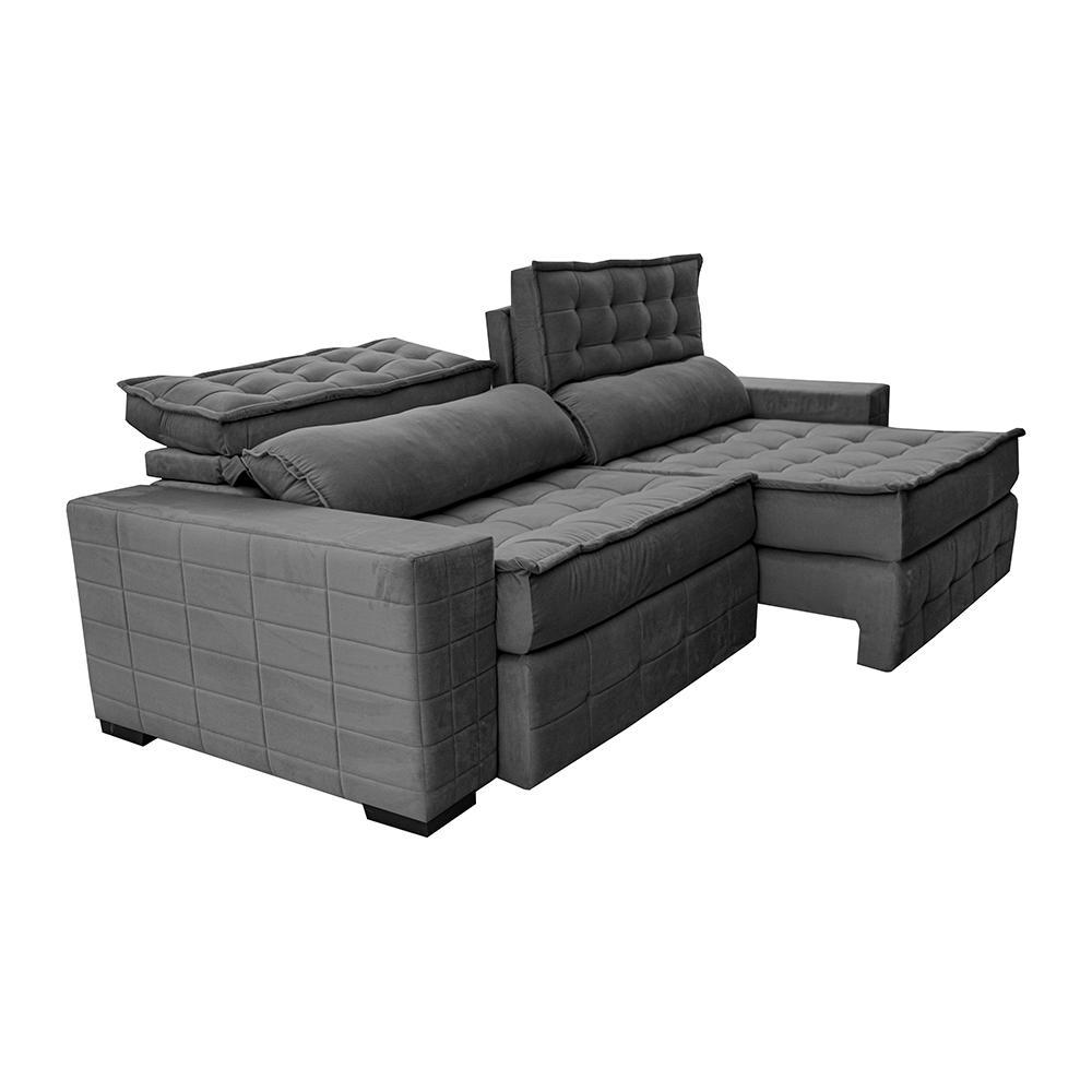 Sofá Retrátil e Reclinável 2,75m Cama inBox Big Puffer com SoftGel D40 Velupluma Cinza - 8