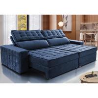 Sofá Retrátil e Reclinável 2,75m Cama inBox Big Star com SoftGel D40 Velupluma Azul - 1