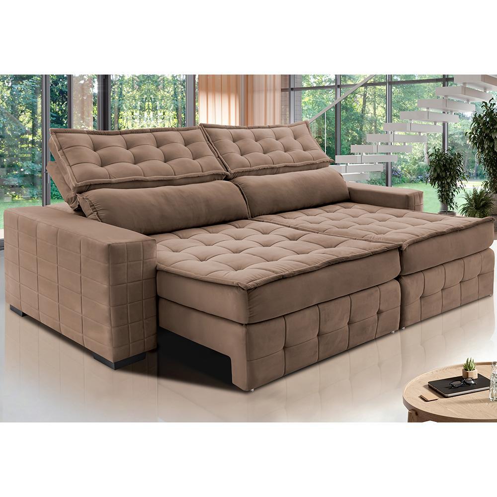 Sofá Retrátil e Reclinável 2,75m Cama inBox Big Puffer com SoftGel D40 Velupluma Castor - 1