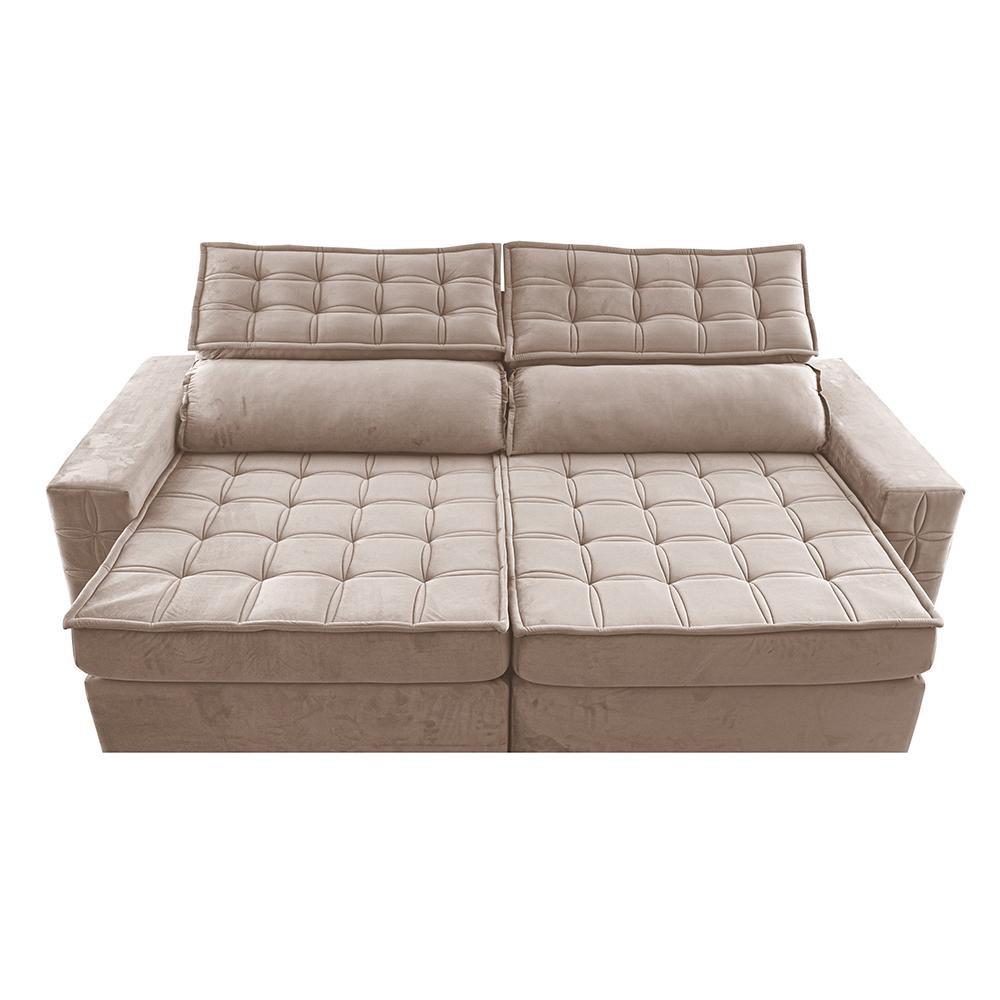Sofá Retrátil e Reclinável 2,75m Cama inBox Big Star com SoftGel D40 Velupluma Bege - 5