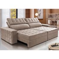 Sofá Retrátil e Reclinável 2,75m Cama inBox Big Star com SoftGel D40 Velupluma Bege - 1