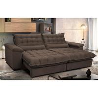 Sofá Retrátil e Reclinável 2,92m com Molas Ensacadas Cama inBox Aconchego Tecido Suede Café - 1