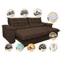 Sofá Retrátil e Reclinável 2,92m com Molas Ensacadas Cama inBox Aconchego Tecido Suede Café - 3