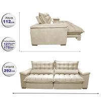 Sofá Retrátil e Reclinável 2,92m com Molas Ensacadas Cama inBox Aconchego Tecido Suede Bege - 2
