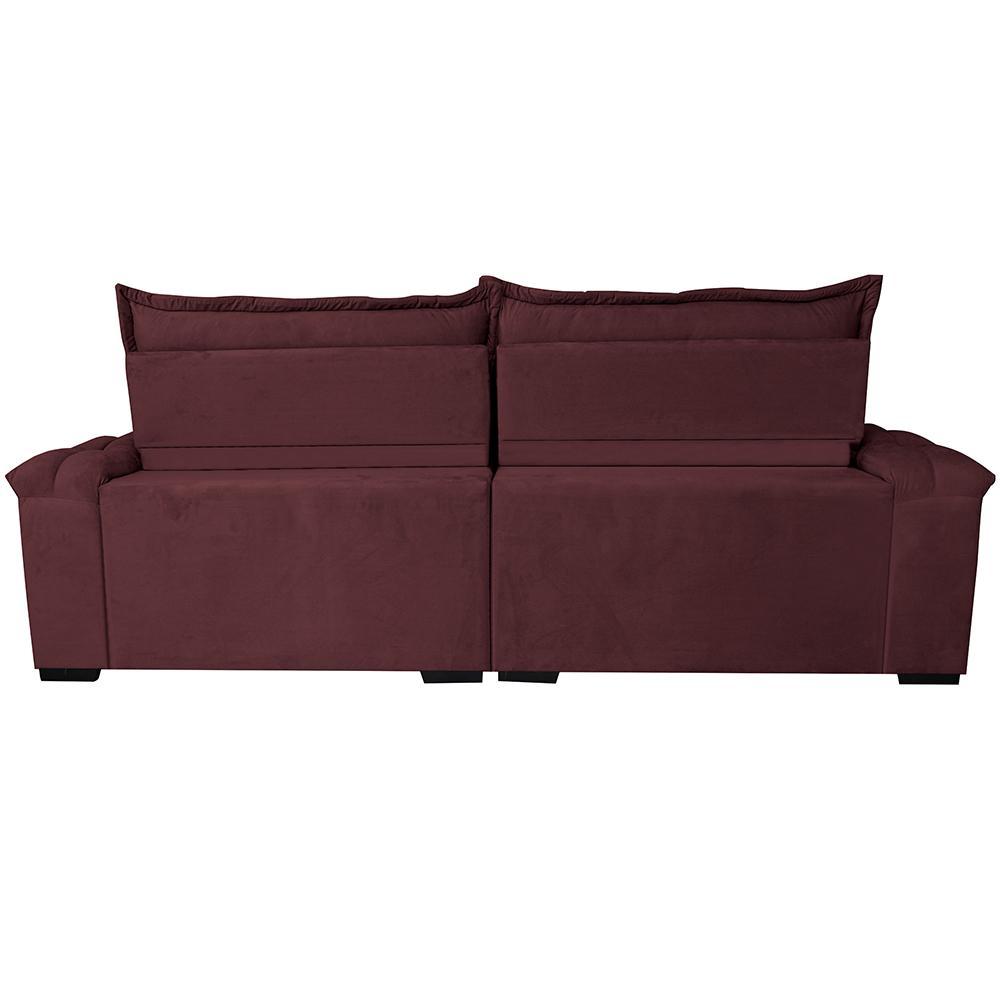Sofá Retrátil e Reclinável 2,75m Cama inBox Big Fresh com SoftGel D40 Velupluma Vinho - 6