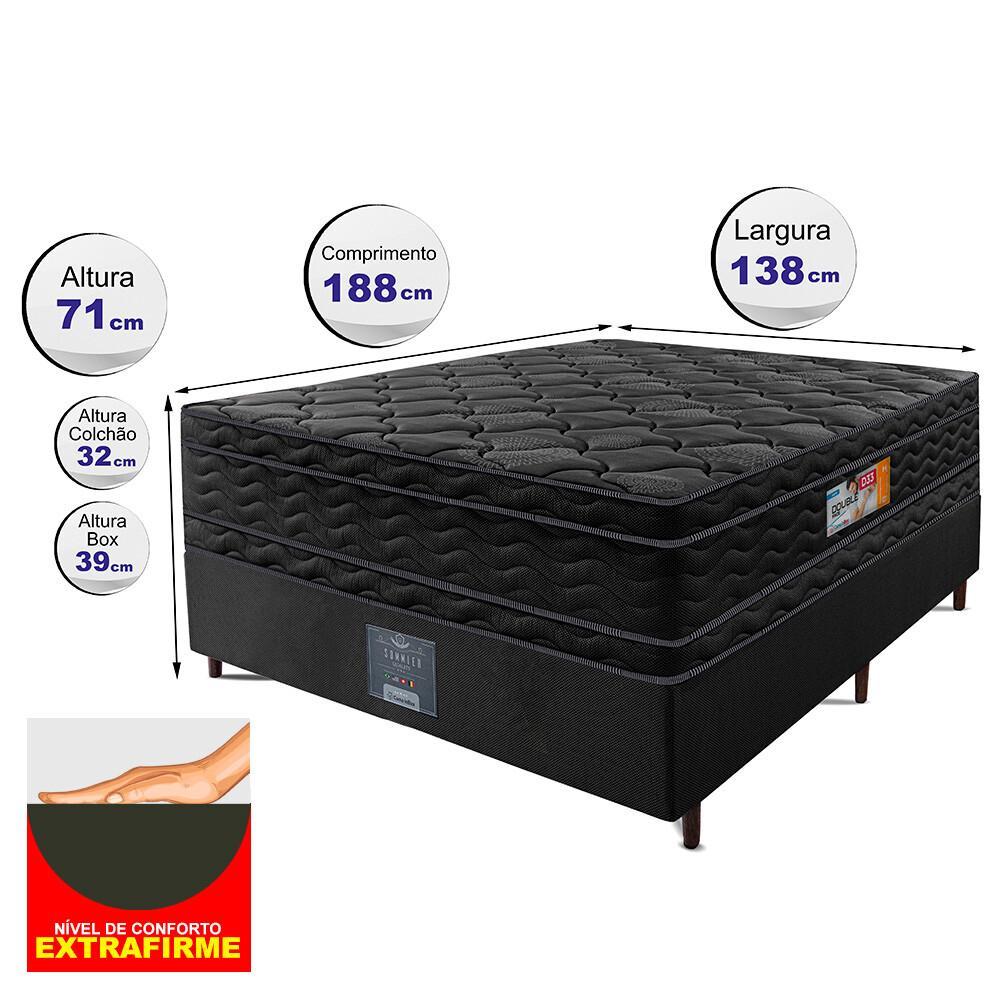Cama Box Casal Colchão OrtoFirm Black + Box 138x188x71 Double Face Espuma D33 Preto - 2
