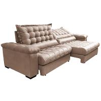 Sofá Retrátil e Reclinável 2,75m Molas Ensacadas Cama inBox Big Space com Bordado 3D Velusoft Bege - 8