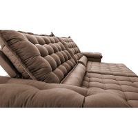 Sofá Retrátil e Reclinável 2,75m Molas Ensacadas Cama inBox Big Space com Bordado 3D Velusoft Castor