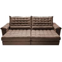 Sofá Retrátil e Reclinável 2,75m Molas Ensacadas Cama inBox Big Space com Bordado 3D Velusoft Castor - 5