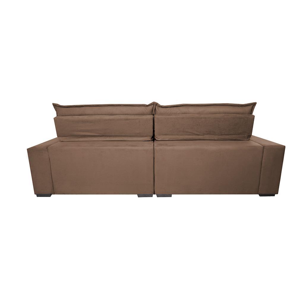 Sofá Retrátil e Reclinável 2,75m Molas Ensacadas Cama inBox Spazus com Bordado 3D Velusoft Castor - 6