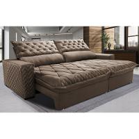 Sofá Retrátil e Reclinável 2,75m Molas Ensacadas Cama inBox Spazus com Bordado 3D Velusoft Castor - 2