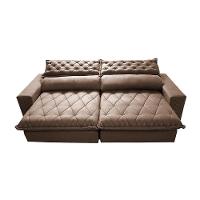Sofá Retrátil e Reclinável 2,75m Molas Ensacadas Cama inBox Spazus com Bordado 3D Velusoft Castor - 5