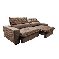 Sofá Retrátil e Reclinável 2,75m Molas Ensacadas Cama inBox Spazus com Bordado 3D Velusoft Castor - 7