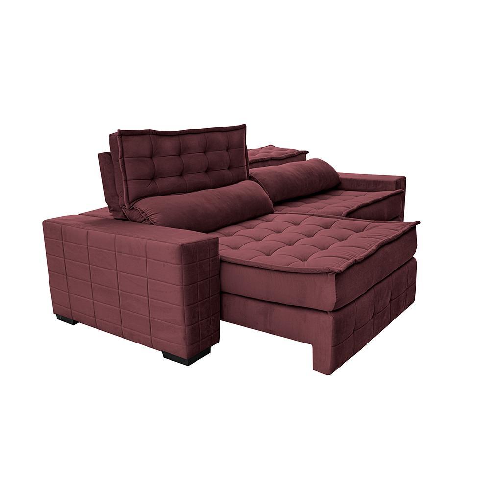 Sofá Retrátil e Reclinável 2,75m Cama inBox Big Puffer com SoftGel D40 Velupluma Vinho - 7