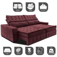 Sofá Retrátil e Reclinável 2,75m Cama inBox Big Puffer com SoftGel D40 Velupluma Vinho - 3