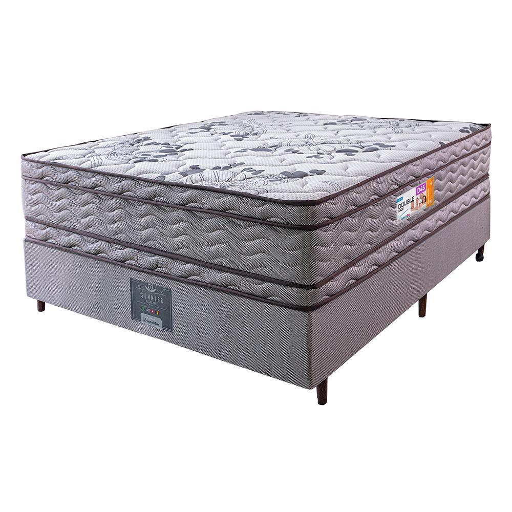 Cama Box Casal Colchão OrtoFirm + Box 138x188x71 Double Face Espuma D45 Cinza - 5