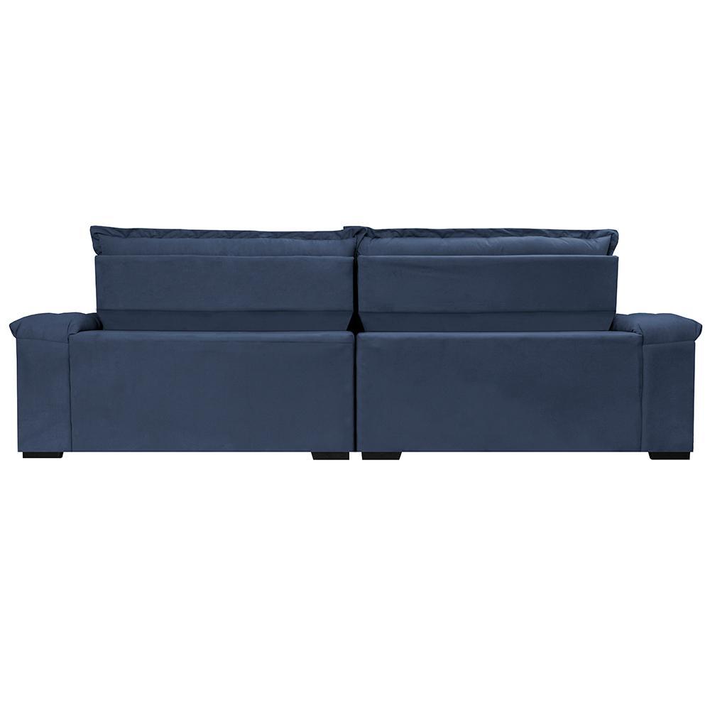 Sofá Retrátil e Reclinável 2,75m Molas Ensacadas Cama inBox Big Space com Bordado 3D Velusoft Azul - 6