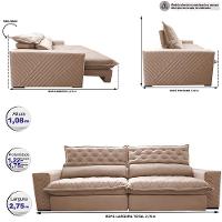 Sofá Retrátil e Reclinável 2,75m Molas Ensacadas Cama inBox Spazus com Bordado 3D Velusoft Bege - 3