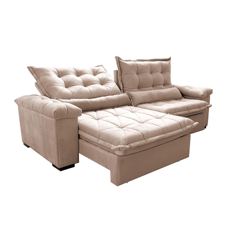 Sofá Retrátil e Reclinável 2,75m Cama inBox Big Fresh com SoftGel D40 Velupluma Bege - 7