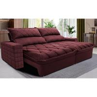 Sofá Retrátil e Reclinável 2,75m Molas Ensacadas Cama inBox Elegance com ThermoGel Velusoft Vinho - 1