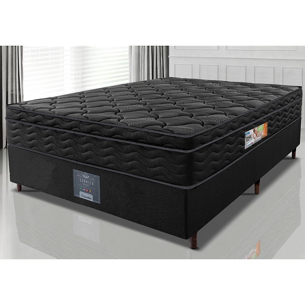 Cama Box Casal Colchão OrtoFirm Black + Box 138x188x67 One Face Espuma D33 Preto - 1